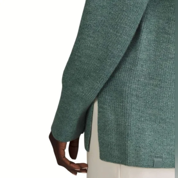 Lululemon Merino Wool Blend Ribbed Crewneck Sweater Tidewater Teal Size 8 - Picture 3 of 12